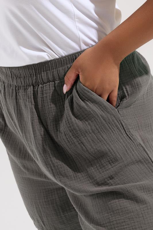 Evans YOURS Curve Charcoal Grey Cotton Cheesecloth Shorts
