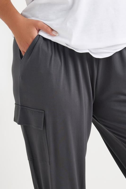 Evans YOURS Curve Charcoal Grey Cropped Cargo Harem Joggers