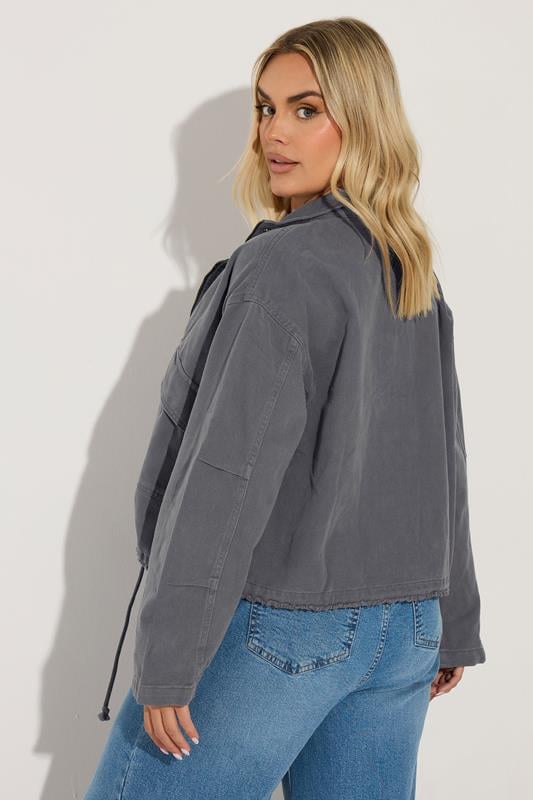 Evans YOURS Curve Charcoal Grey Drop Shoulder Twill Jacket