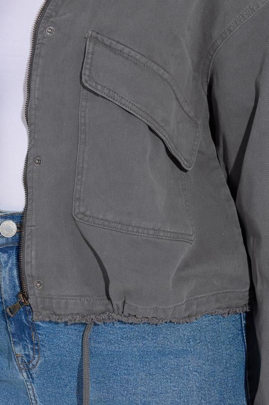 Evans YOURS Curve Charcoal Grey Drop Shoulder Twill Jacket