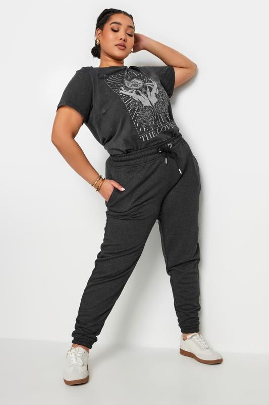 Evans YOURS Curve Charcoal Grey Elasticated Joggers