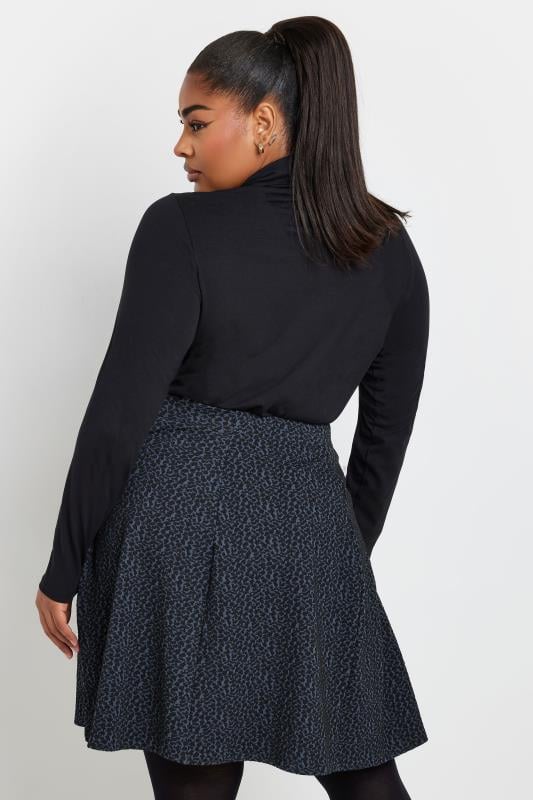 Evans YOURS Curve Charcoal Grey Leopard Print Panelled Skirt