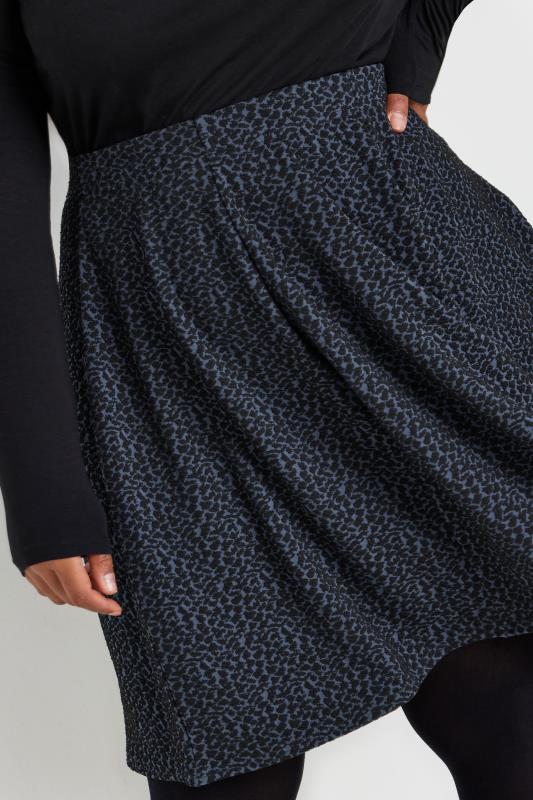 Evans YOURS Curve Charcoal Grey Leopard Print Panelled Skirt
