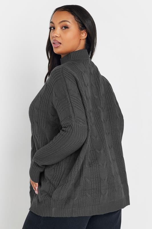Evans YOURS Curve Charcoal Grey Oversized Cable Knit Jumper