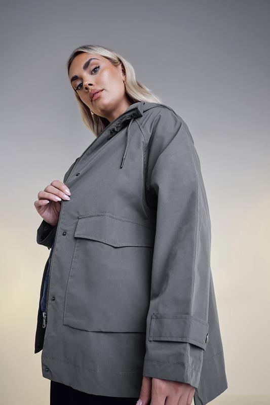 Evans YOURS Curve Charcoal Grey Raglan Lightweight Jacket