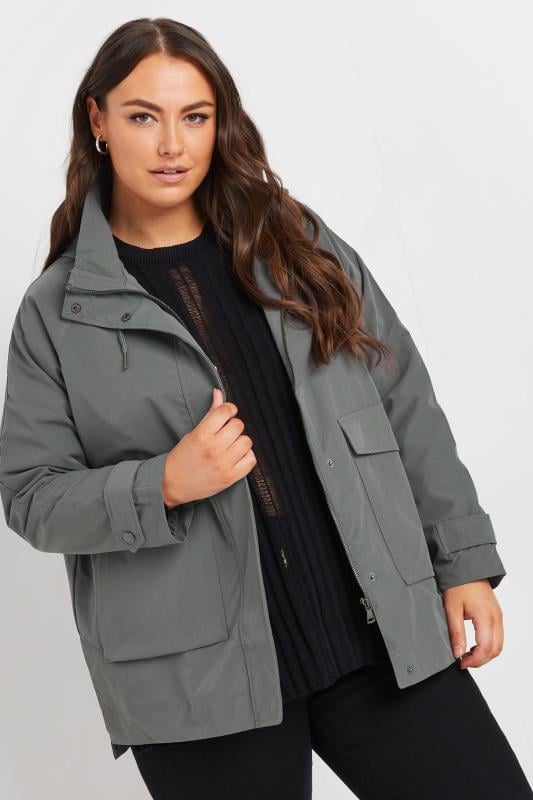 Evans YOURS Curve Charcoal Grey Raglan Lightweight Jacket