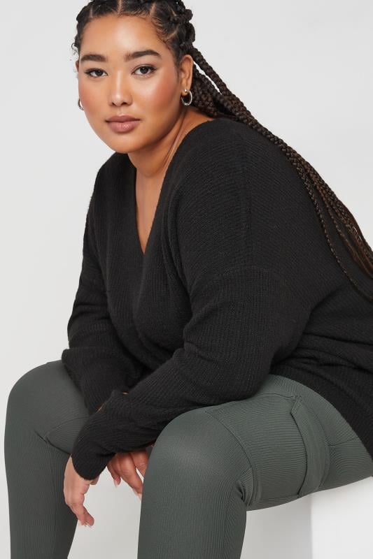 Evans YOURS Curve Charcoal Grey Ribbed Cargo Leggings