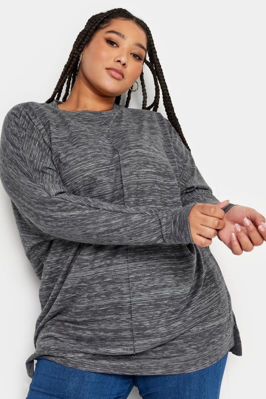 evans YOURS Curve Charcoal Grey Soft Touch Front Seam Jumper