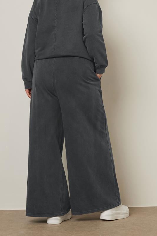 Evans YOURS Curve Charcoal Grey Washed Wide Leg Joggers