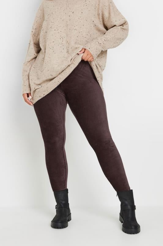 evans YOURS Curve Chocolate Brown Corduroy Leggings