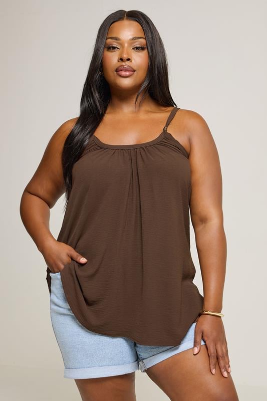 evans YOURS Curve Chocolate Brown Crepe Cami Vest Top