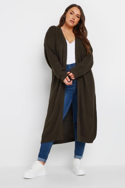 Evans YOURS Curve Chocolate Brown Knitted Maxi Cardigan
