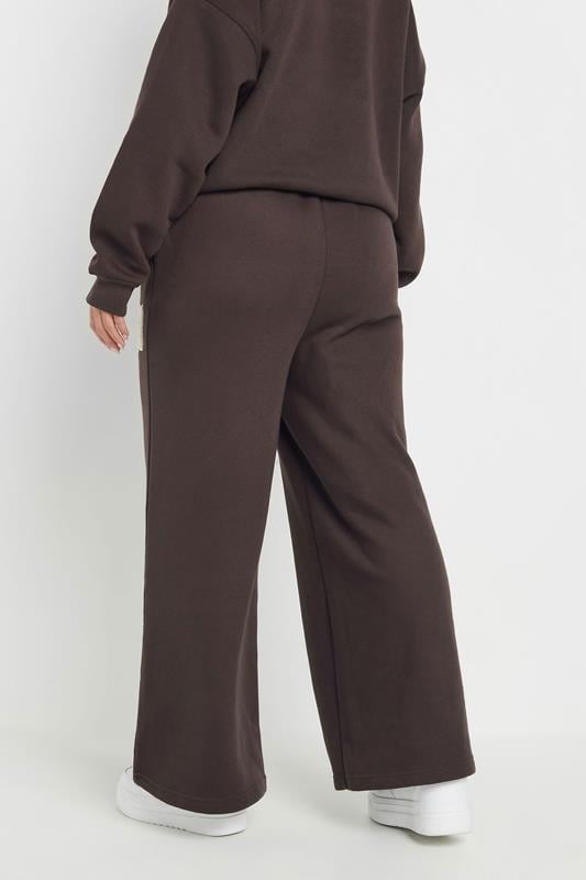 Evans YOURS Curve Chocolate Brown Slogan Wide Leg Joggers