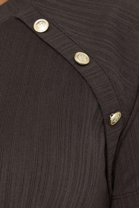 Evans YOURS Curve Chocolate Brown Textured Button Swing Top