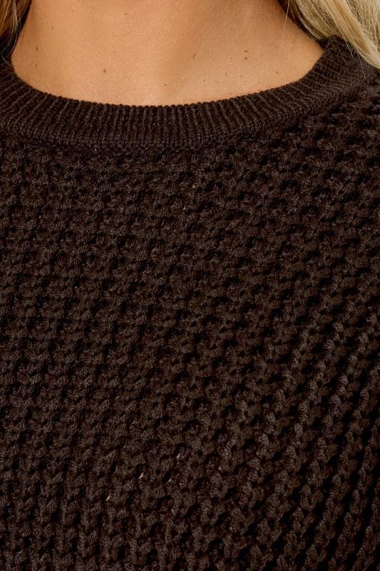 Evans YOURS Curve Chocolate Brown Waffle Knit Jumper