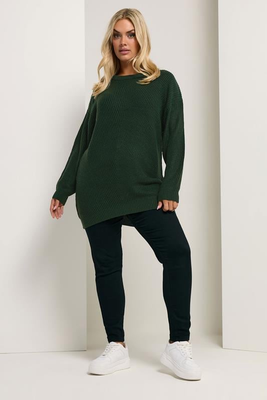 Evans YOURS Curve Dark Green Essential Knitted Jumper