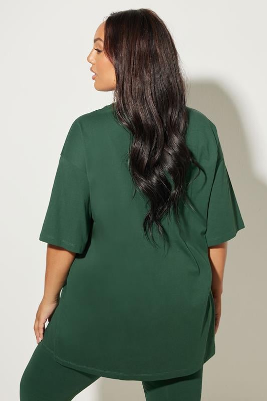 Evans YOURS Curve Dark Green Relaxed Longline T-Shirt