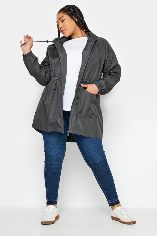 Evans YOURS Curve Dark Grey Lightweight Parka Jacket