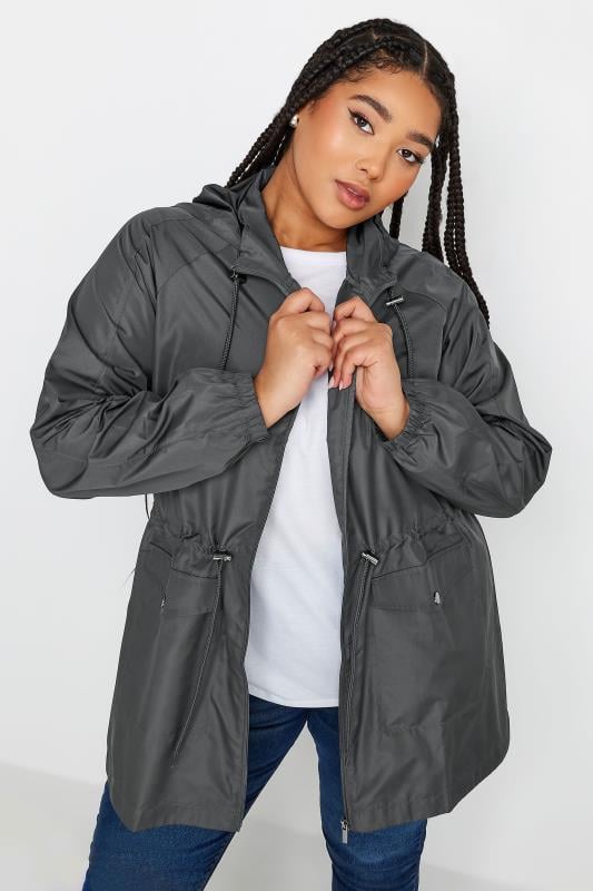 evans YOURS Curve Dark Grey Lightweight Parka Jacket