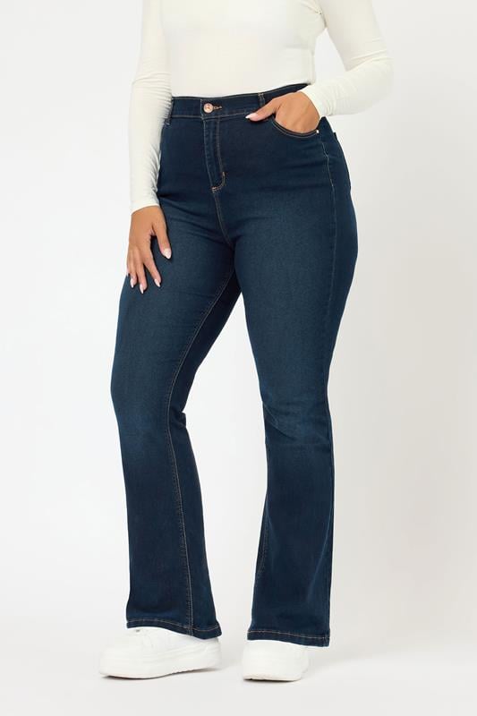 evans YOURS Curve Dark Indigo Blue Bootcut Stretch ISLA Jeans