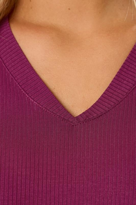 Evans YOURS Curve Dark Pink Elevated Ribbed Vest Top