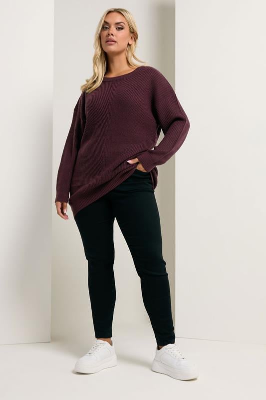 Evans YOURS Curve Dark Purple Essential Knitted Jumper