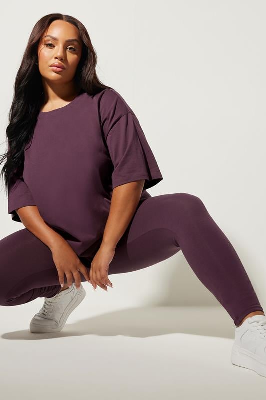 Evans YOURS Curve Dark Purple Relaxed Longline T-Shirt