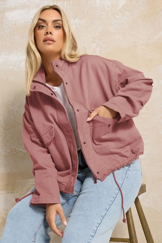 Evans YOURS Curve Dusky Pink Drop Shoulder Twill Jacket