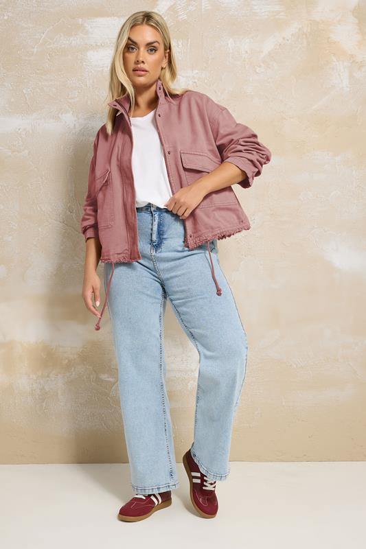 Evans YOURS Curve Dusky Pink Drop Shoulder Twill Jacket