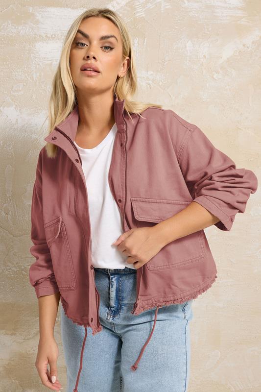 evans YOURS Curve Dusky Pink Drop Shoulder Twill Jacket