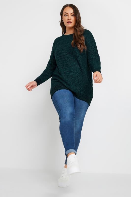 Evans YOURS Curve Essential Dark Green Knitted Jumper