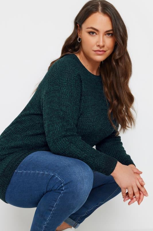 Evans YOURS Curve Essential Dark Green Knitted Jumper