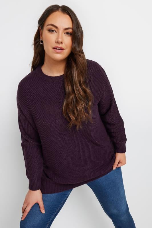 Evans YOURS Curve Essential Deep Purple Knitted Jumper