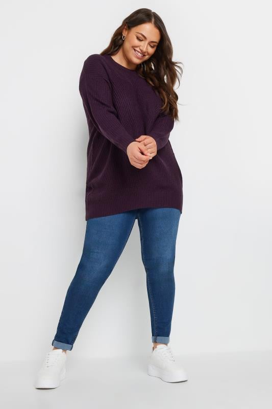 Evans YOURS Curve Essential Deep Purple Knitted Jumper