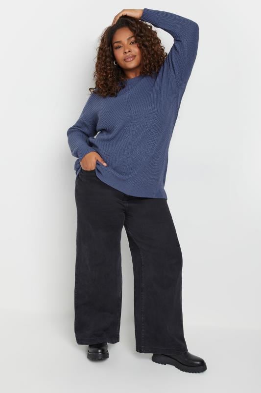 Evans YOURS Curve Essential Denim Blue Knitted Jumper