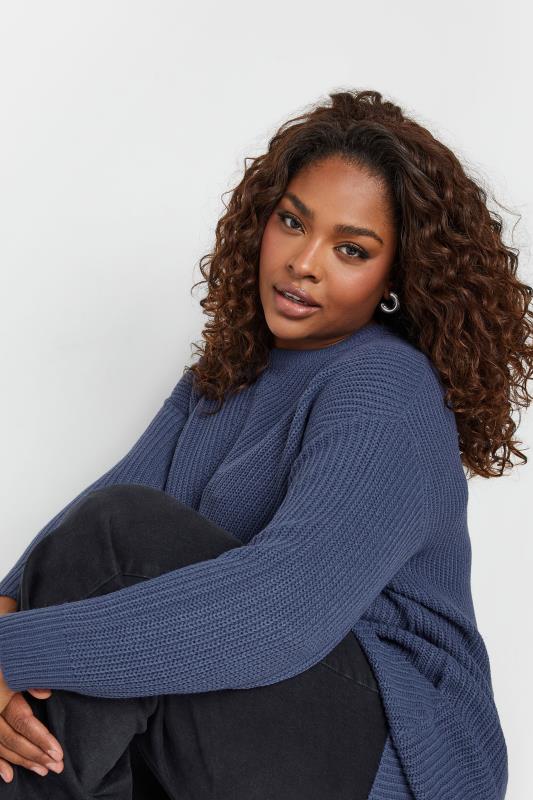 Evans YOURS Curve Essential Denim Blue Knitted Jumper
