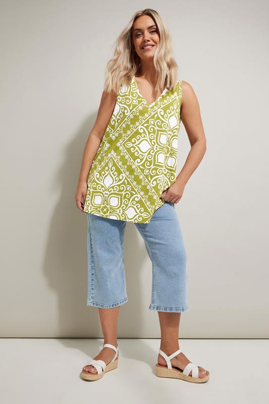 Evans YOURS Curve Green Bandana Print Cotton Vest Top