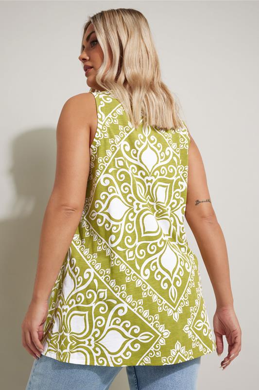 Evans YOURS Curve Green Bandana Print Cotton Vest Top