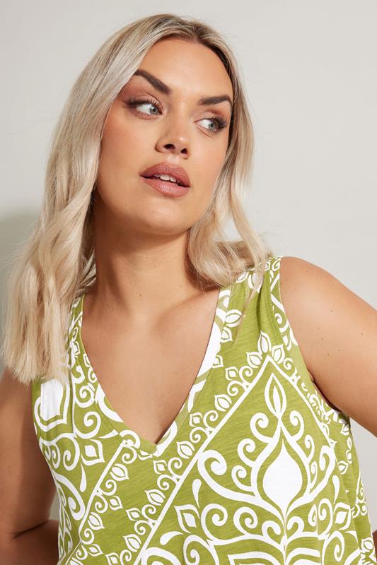 Evans YOURS Curve Green Bandana Print Cotton Vest Top