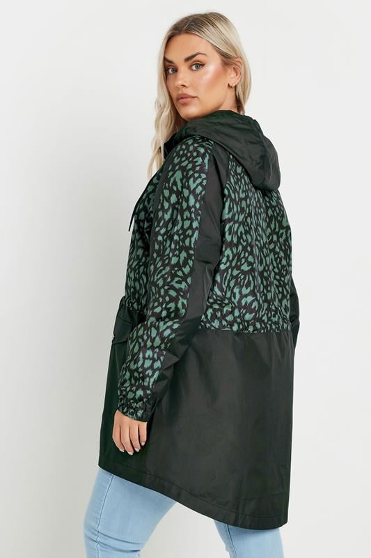 Evans YOURS Curve Green & Black Colourblock Lightweight Parka Jacket