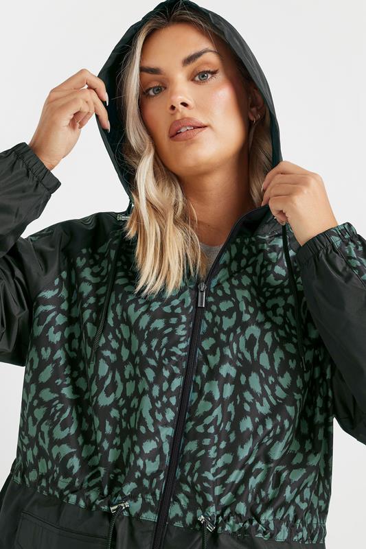 Evans YOURS Curve Green & Black Colourblock Lightweight Parka Jacket