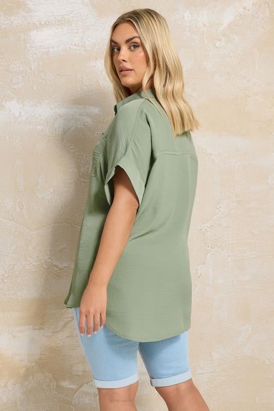 Evans YOURS Curve Green Button Through Oversized Shirt