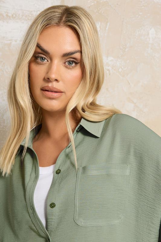Evans YOURS Curve Green Button Through Oversized Shirt