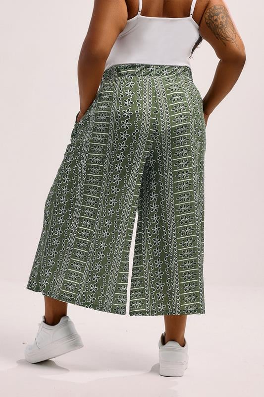 Evans YOURS Curve Green Floral Crinkle Midaxi Culottes