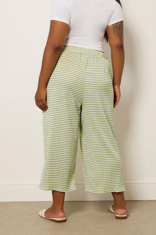 Evans YOURS Curve Green Gingham Textured Midaxi Culottes