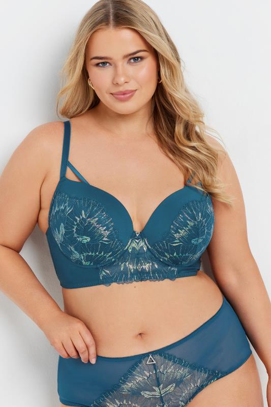 Evans YOURS Curve Green Iridescent Longline Underwired Bra