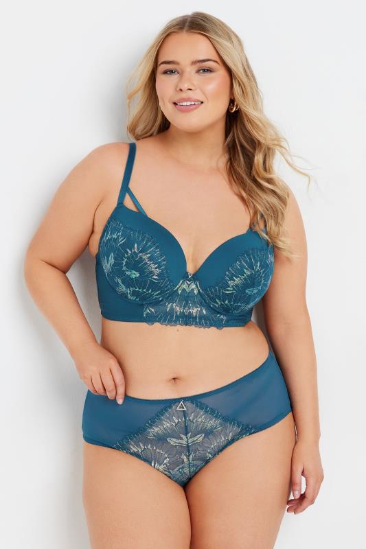 evans YOURS Curve Green Iridescent Longline Underwired Bra