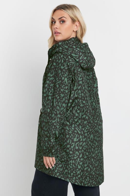 Evans YOURS Curve Green Leopard Lightweight Parka Jacket