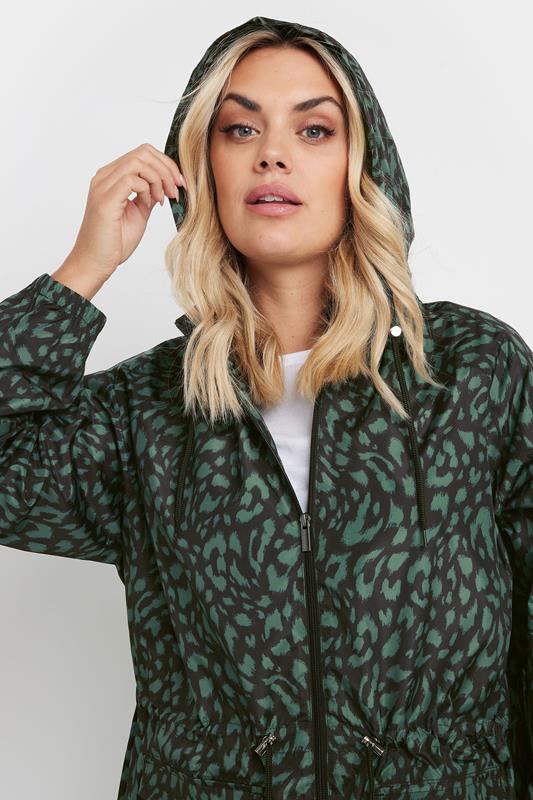Evans YOURS Curve Green Leopard Lightweight Parka Jacket