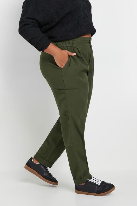 Evans YOURS Curve Green Paperbag Waist Cargo Trousers